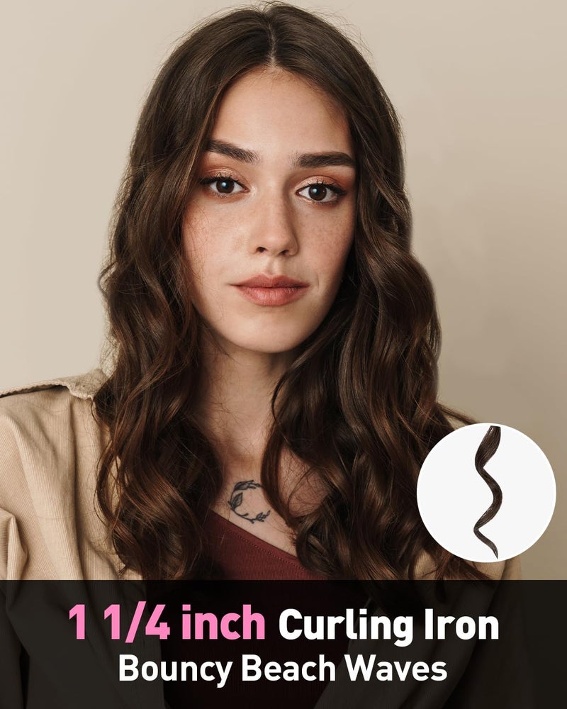 Yeegor 1 1/4 inch Curling Iron,Extra Long Barrel Culing Wannd,100-240V Dual Voltage Hair Curler for Big Wave Curls,12 Temps - Image 2
